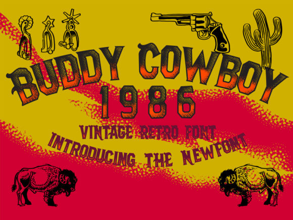 Buddy Cowboy 1986: A Bold Display Font with Vintage Charm